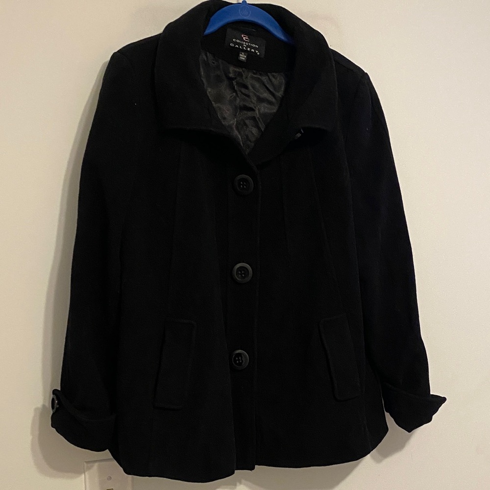 Gallery Women's Classic Black Wool Pea Coat